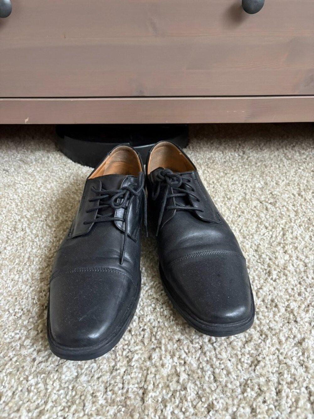 Clarks Collection Black Leather Cap Toe Derby Oxford Dress Shoes - Size 10.5M